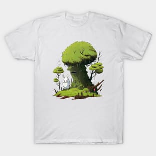 Woodsy Tree Man and Mini Ghost in the forest T-Shirt